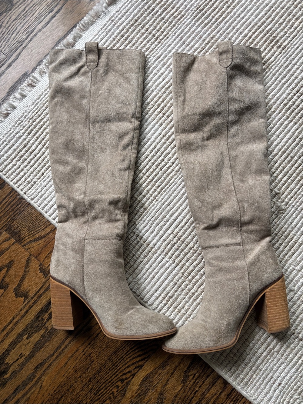 Mi.iM Taupe Over-the-Knee Suede Block Heel Boots